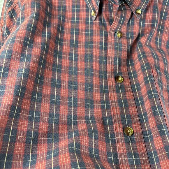 LL Bean Button Down Shirt Mens XL Long Sleeve Cotton Plaid Lot of 2 Red Green - Picture 7 of 15